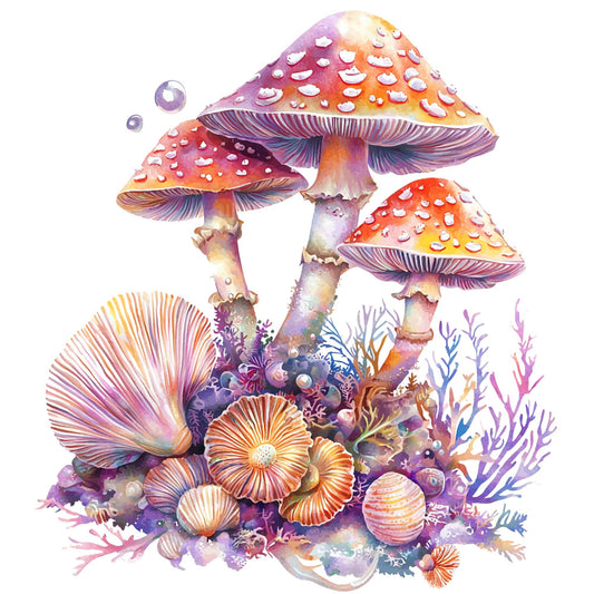 Underwater Mushrooms Fabric Panel 8