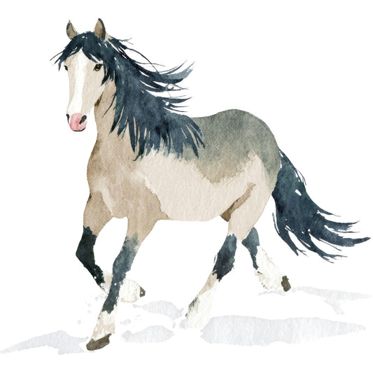 Watercolor Horses Fabric Panel 30