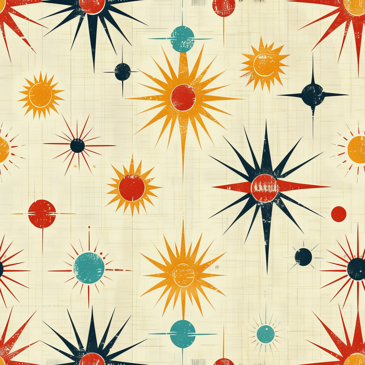 Midcentury Cosmos Pattern 12 Minky Fabric