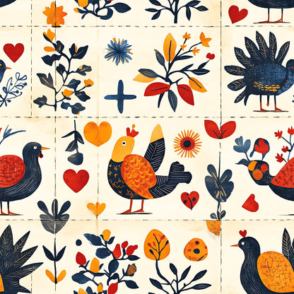 Folk Harvest Pattern 14 Minky Fabric