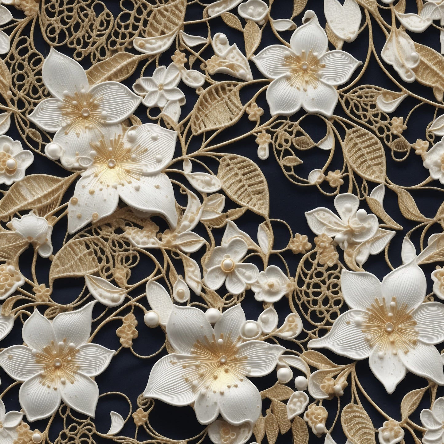Tatting Lace Pattern 7 Quilting Cotton Fabric