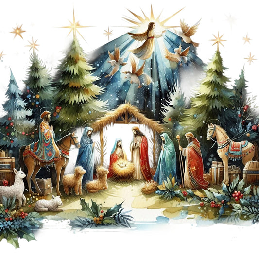 Detailed Christmas Nativity Scene Fabric Panel 8