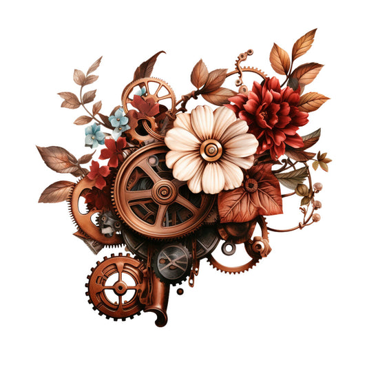 Floral Steampunk Fabric Panel 17