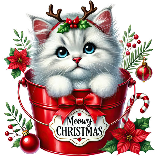 Meowy Christmas Fabric Panel 15