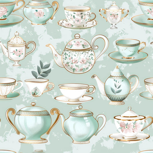 Whimsical Tea Party Pattern 3 Quilting Cotton Fabric