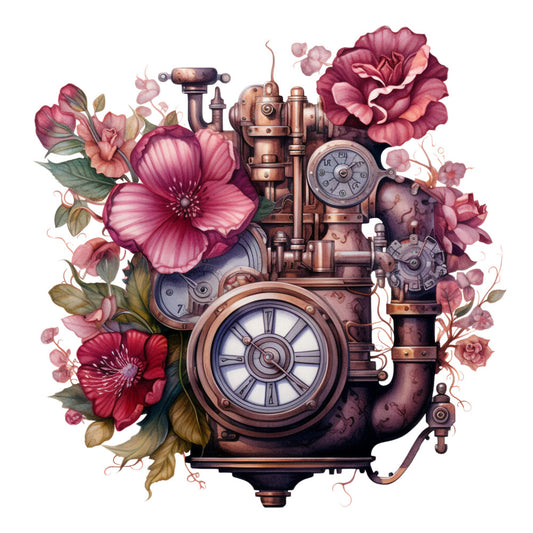 Floral Steampunk Fabric Panel 11