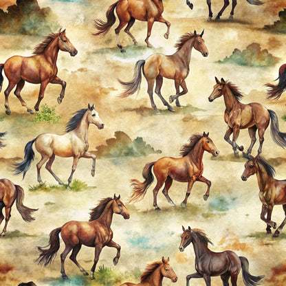 Galloping Mustangs Pattern 3 Minky Fabric