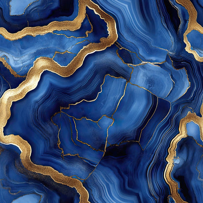 Royal Blue and Gold Agate Pattern 16 Minky Fabric