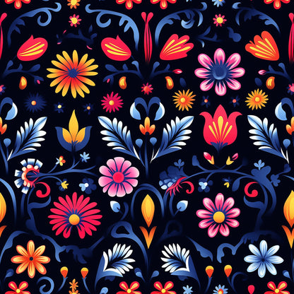 Midnight Otomi Garden Pattern 7 Minky Fabric