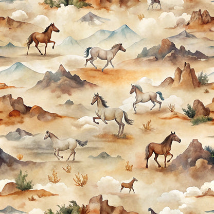 Galloping Mustangs Pattern 9 Minky Fabric