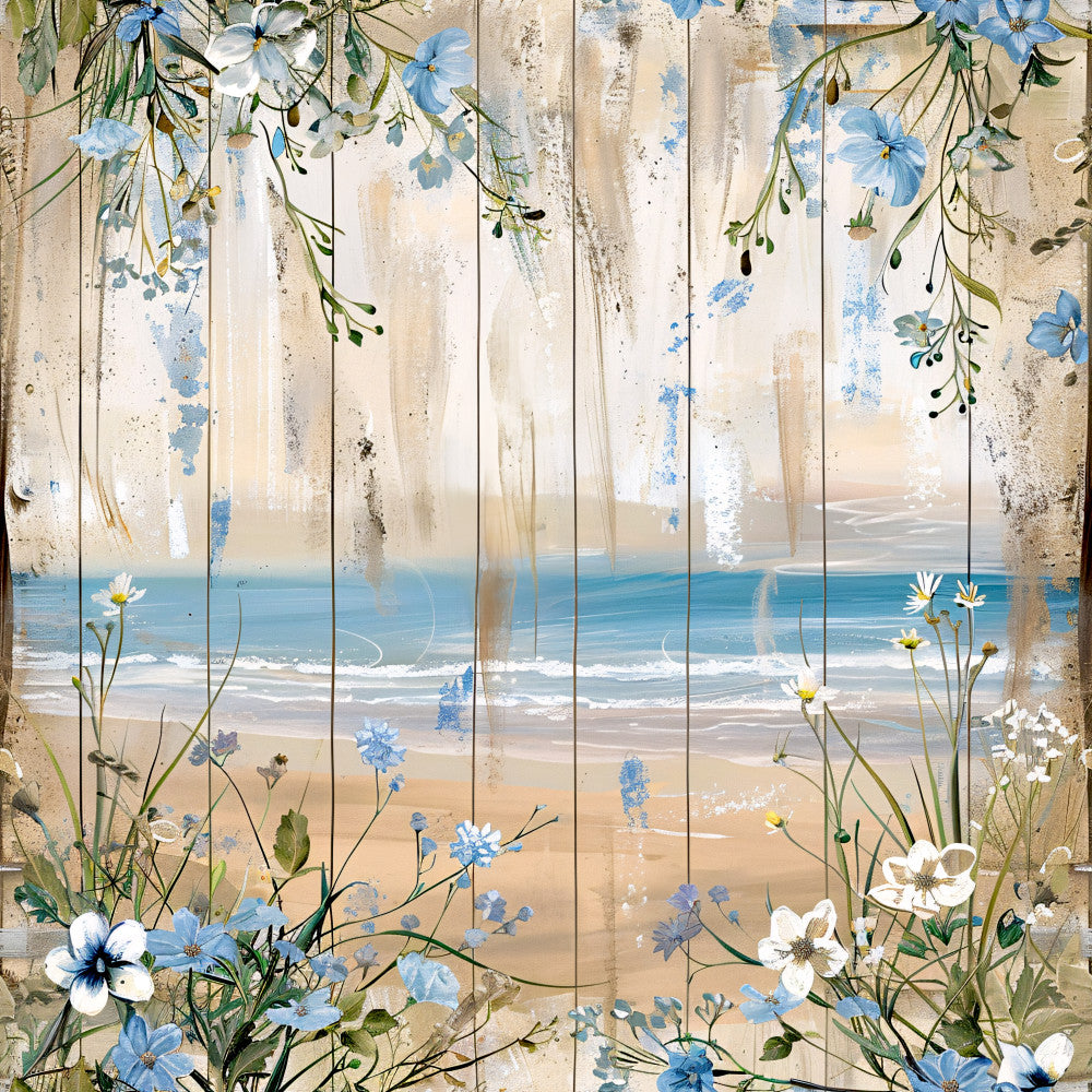 Floral Beach Scenes Fabric Panel 10