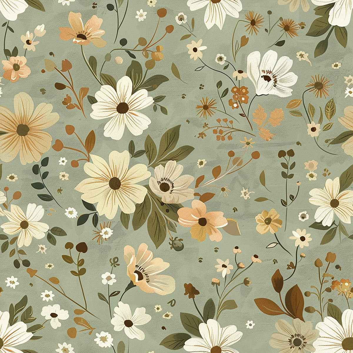 Sage Meadow Blooms Pattern 11 Minky Fabric