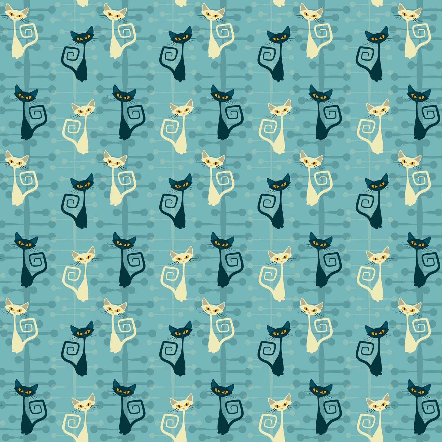 Atomic Kitty Pattern 4 Quilting Cotton Fabric