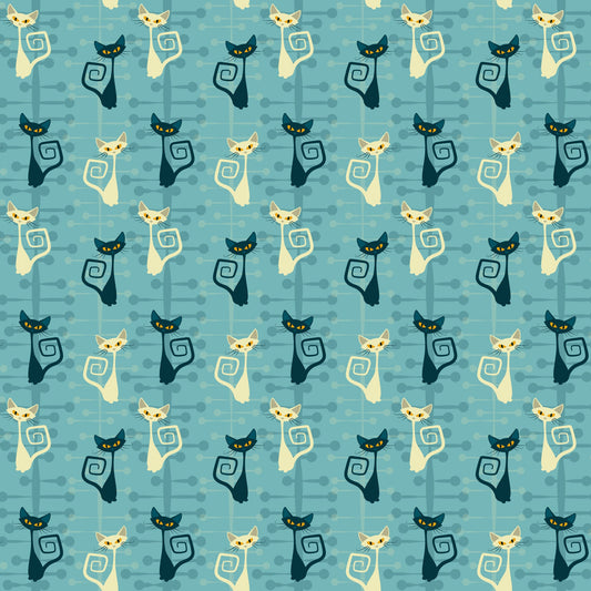 Atomic Kitty Pattern 4 Quilting Cotton Fabric