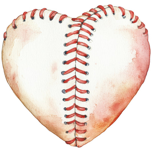 heart shape, red stitching, baseball, sports, cream, white, coral red, rust red, vintage, retro, americana, patriotic, boys, masculine, sports theme, game day, baseball stitches, laced heart, romantic sports, whimsical, playful, unique, novelty, conversation print, statement piece, Valentine's Day, love, athletics, recreation, cottage core