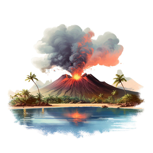 Watercolor Volcano Fabric Panel 4