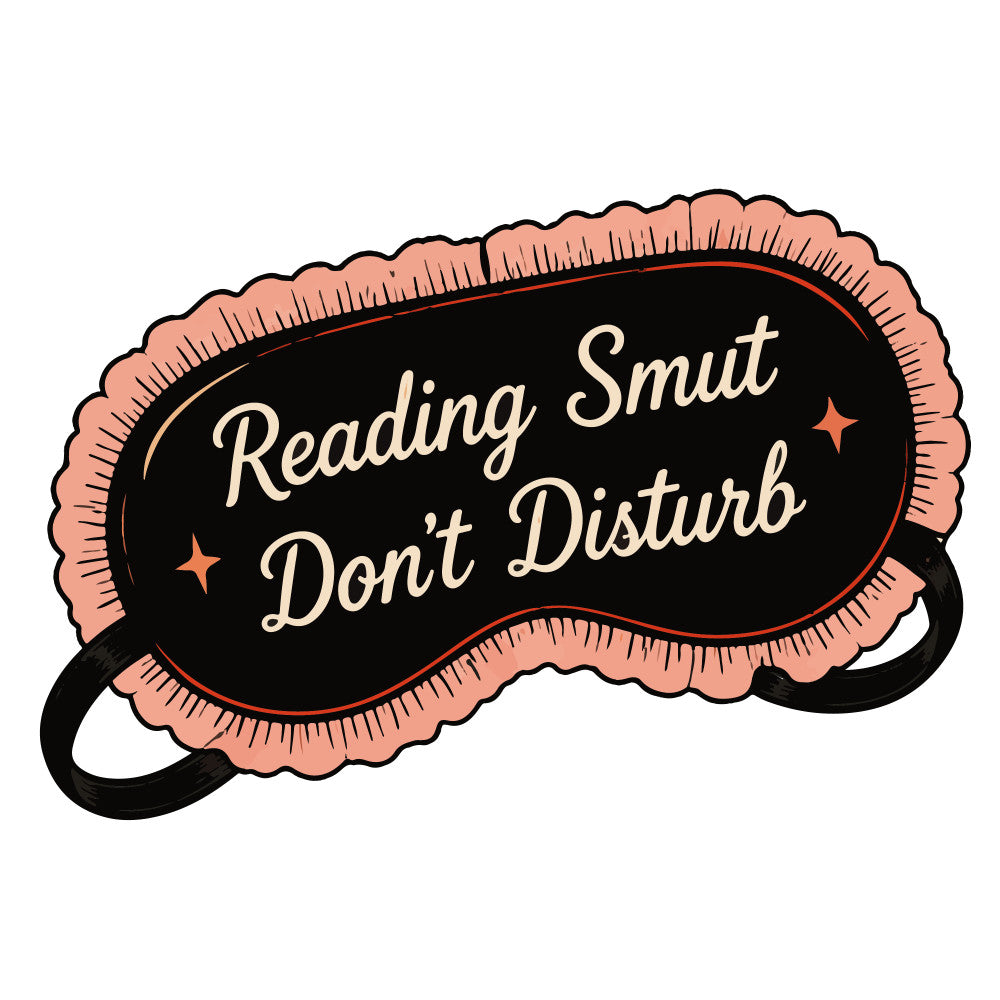 peach, black, cream, rose gold, reading themed, book lover, literary, sleep mask, eye mask, whimsical, vintage, retro, celestial, stars, sparkles, typography, text design, motivational, humorous, funny, do not disturb, bedtime, sleep, relaxation, wellness, bookish, cozy, nighttime, lifestyle, home decor