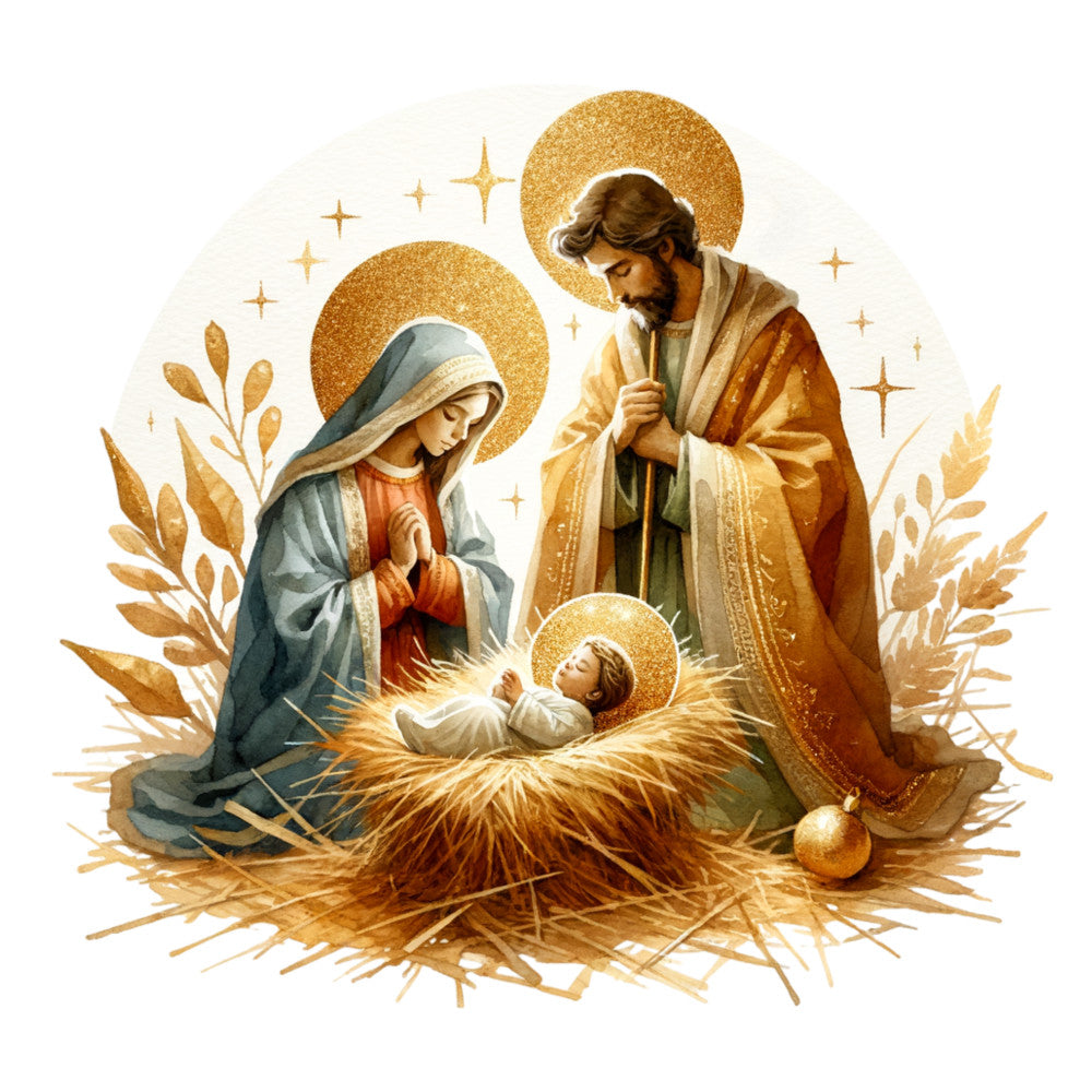 Golden Nativity Fabric Panel 2