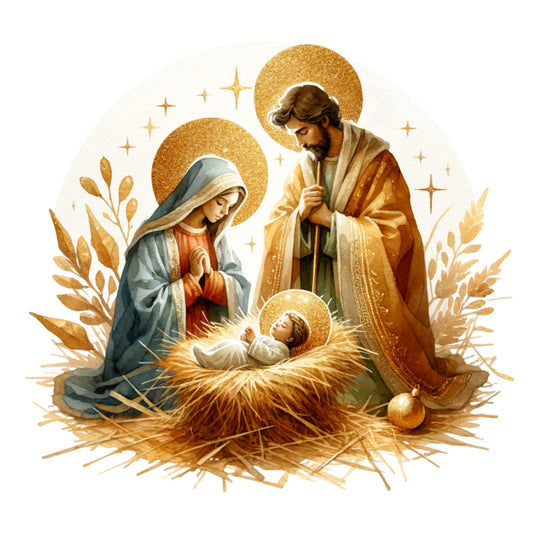Golden Nativity Fabric Panel 2