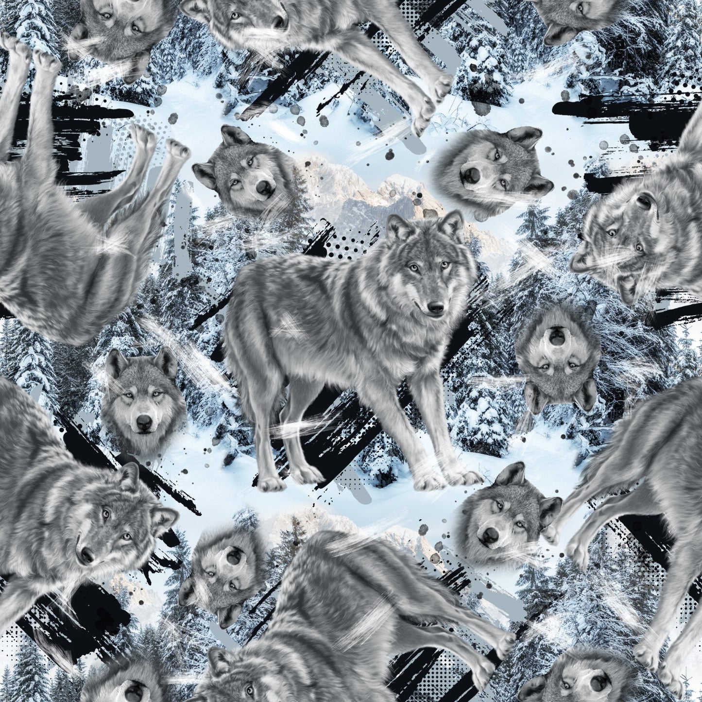Winter Wolves Pattern 1 Quilting Cotton Fabric