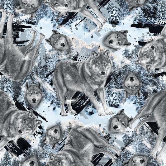Winter Wolves Pattern 1 Quilting Cotton Fabric