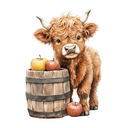 Cute Western Highland Cow Fabric Panel 8