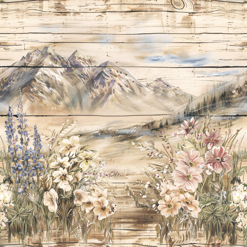 Yellowstone on Rustic Wood Fabric Panel 14