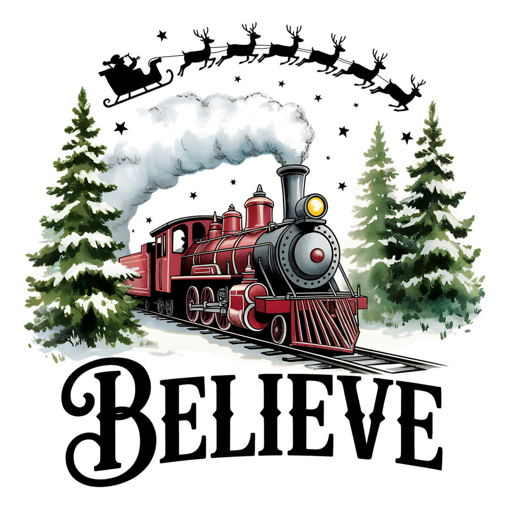 Believe North Pole Train Fabric Panel 1