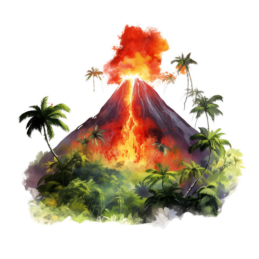 Watercolor Volcano Fabric Panel 13