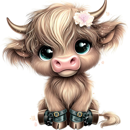Adorable Highland Cows Fabric Panel 48