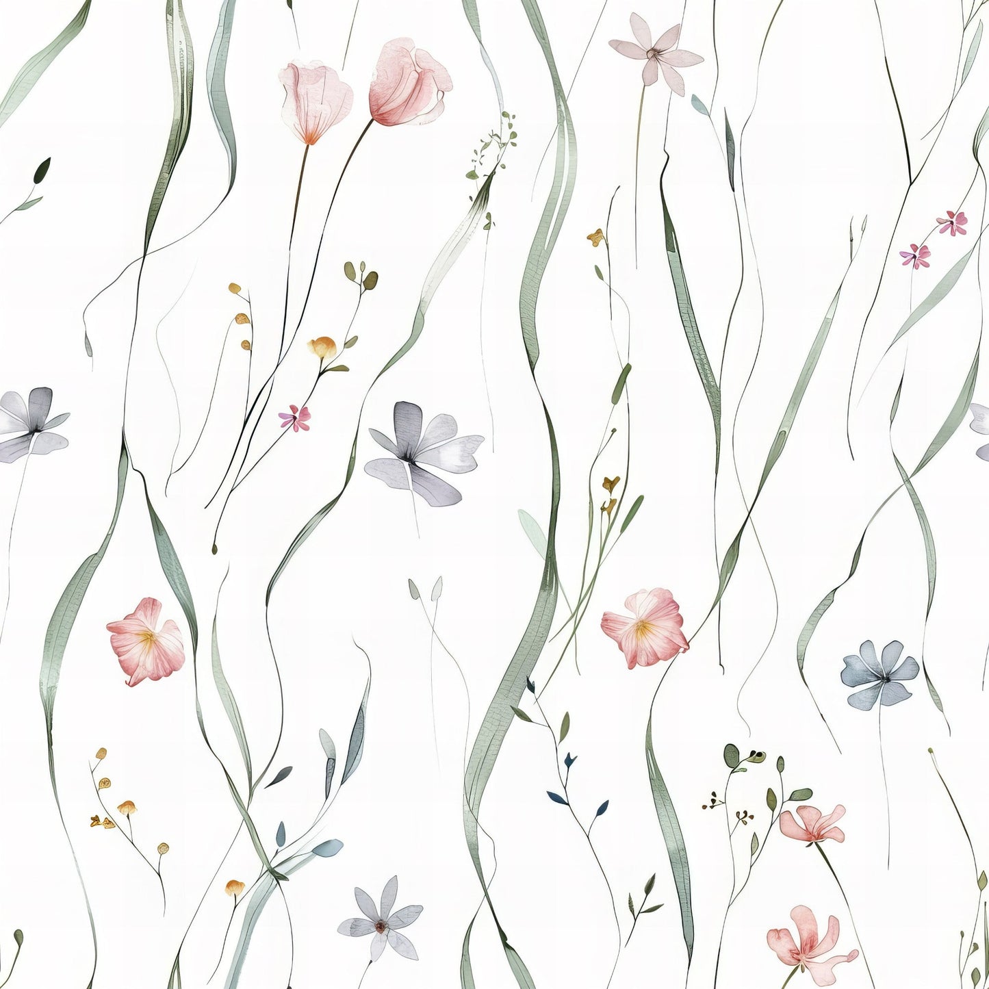 Handdrawn Meadow Wildflowers Pattern 5 Quilting Cotton Fabric