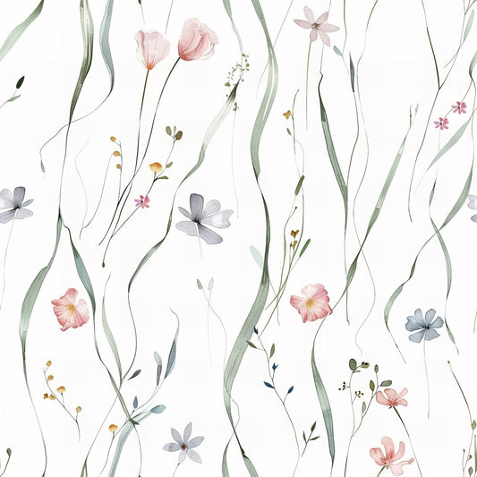 Handdrawn Meadow Wildflowers Pattern 5 Quilting Cotton Fabric