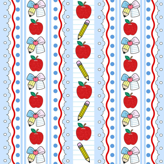 Apples and Pencils Pattern 1 Minky Fabric