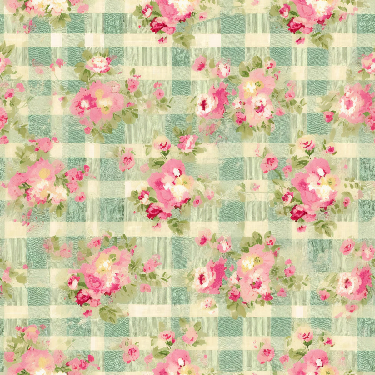 Rosy Gingham Pattern 11 Minky Fabric