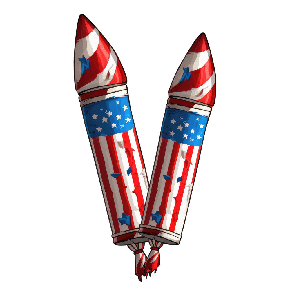 patriotic, american flag, red white blue, stars, stripes, rockets, fourth of july, independence day, fireworks, retro, vintage, americana, bold, vibrant, children's, kids, space theme, celestial, nostalgic, classic americana, red and white striped, blue stars, festive, summer, holiday, traditional, playful, whimsical
