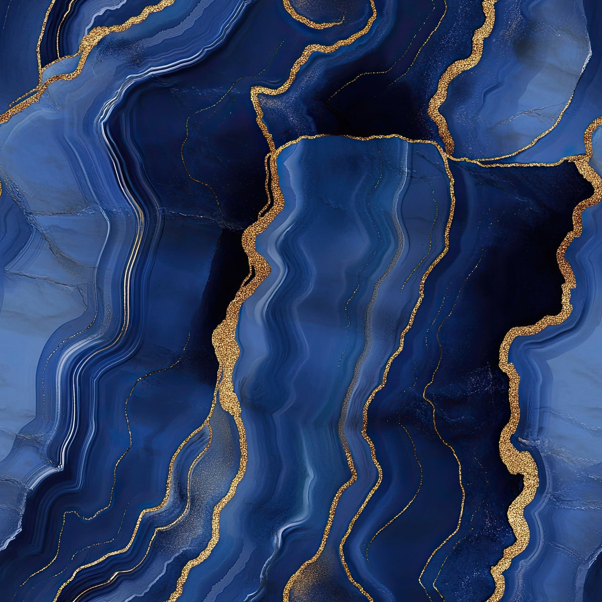 Royal Blue and Gold Agate Pattern 27 Minky Fabric