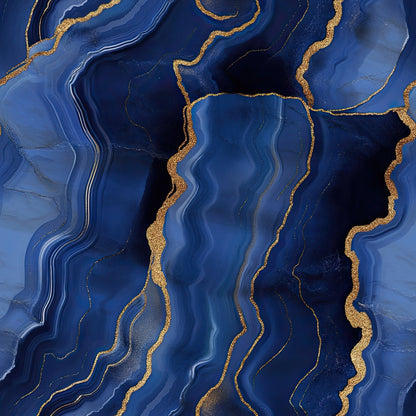 Royal Blue and Gold Agate Pattern 27 Minky Fabric