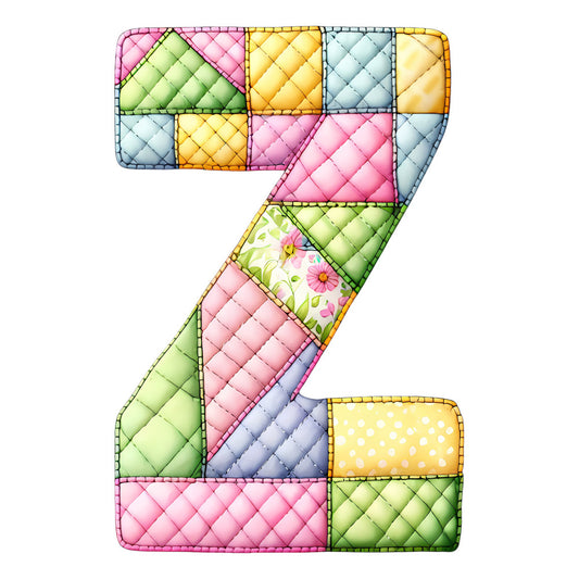 pastel pink, soft yellow, sage green, light blue, quilted, patchwork, geometric, number seven, floral print, polka dots, colorful blocks, spring, whimsical, playful, modern, soft pastels, children's fabric, baby quilt, wall hanging, nursery, stitched detail, multi-color, mixed patterns, cheerful, bright, coordinate fabric, appliqué, pieced design, cottage style