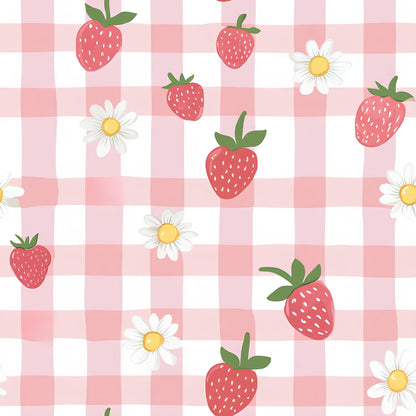 Strawberry Daisy Picnic Pattern 17 Minky Fabric