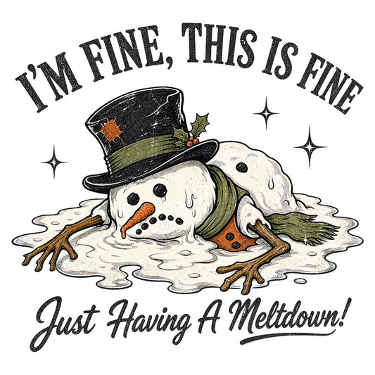 snowman, winter, christmas, holiday, whimsical, vintage, retro, melting snowman, top hat, humorous, funny, seasonal, black, white, cream, forest green, rust orange, carrot nose, stick arms, stars, sparkles, rustic, charming, novelty, winter theme, festive, cold weather, snow melt, quirky, folk art