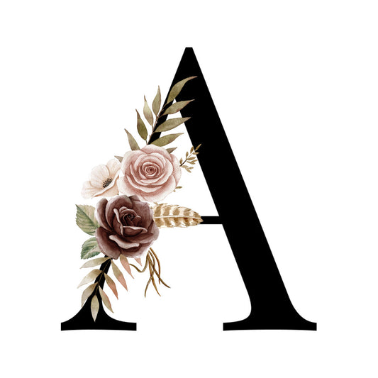 Alphabet with Watercolor Flowers Fabric Panel 31