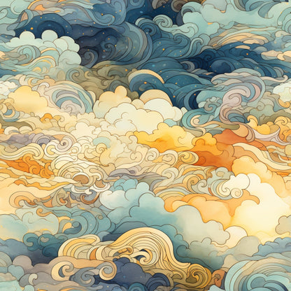 Gilded Clouds Pattern 2 Minky Fabric