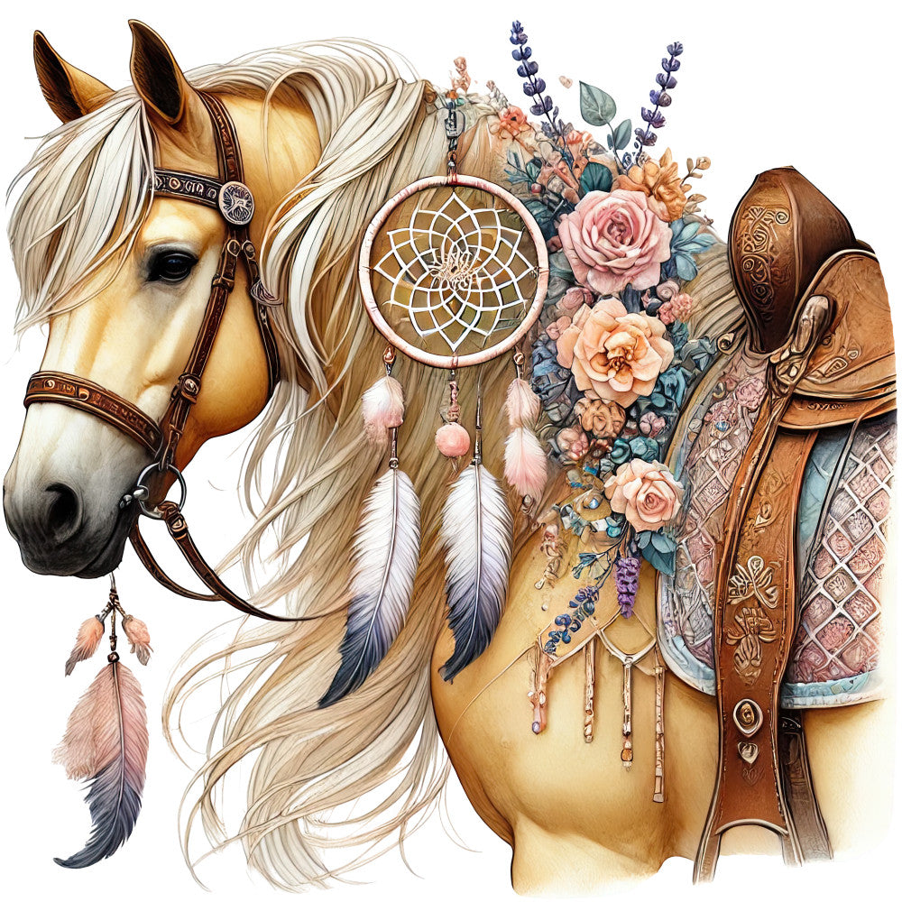 Boho Horses Fabric Panel 10