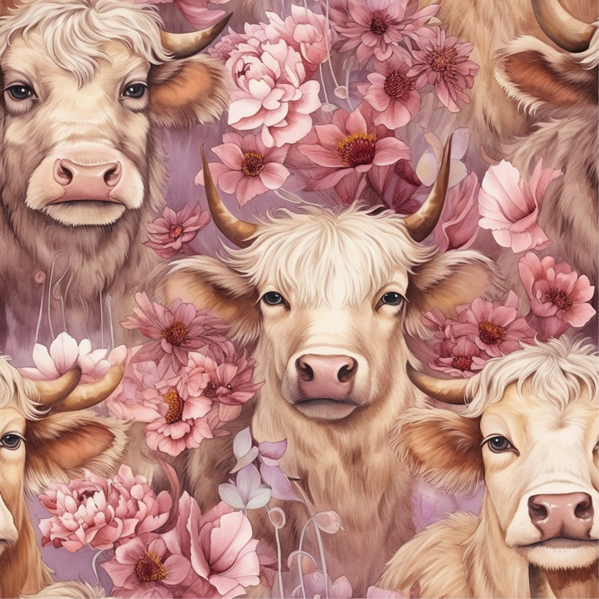 Blooming Bovines Pattern 6 Minky Fabric