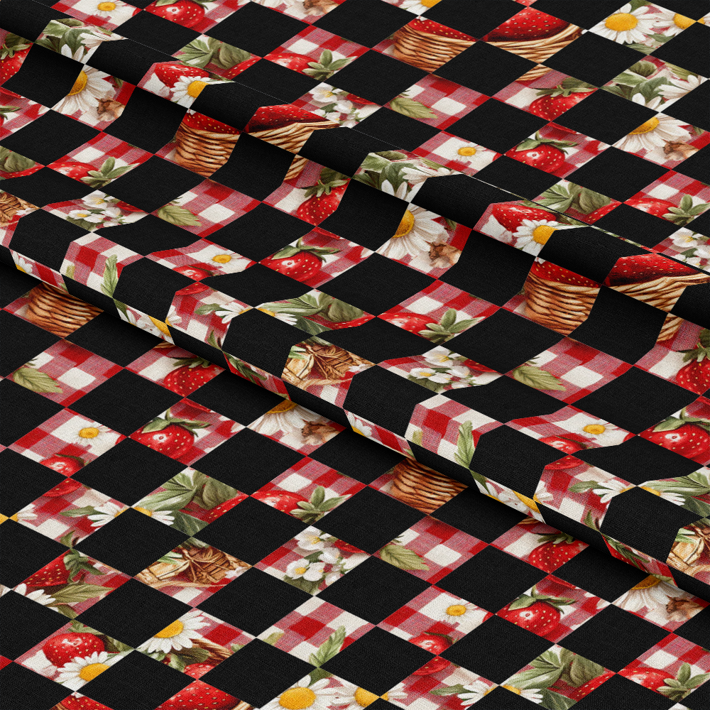 Strawberry Gingham Picnic Pattern 33 Quilting Cotton Fabric