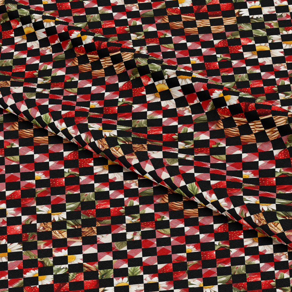Strawberry Gingham Picnic Pattern 34 Quilting Cotton Fabric