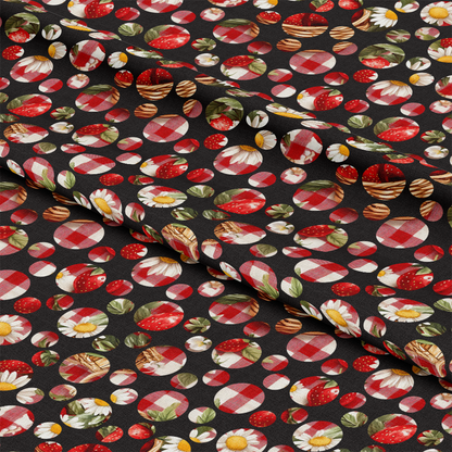 Strawberry Gingham Picnic Pattern 31 Quilting Cotton Fabric