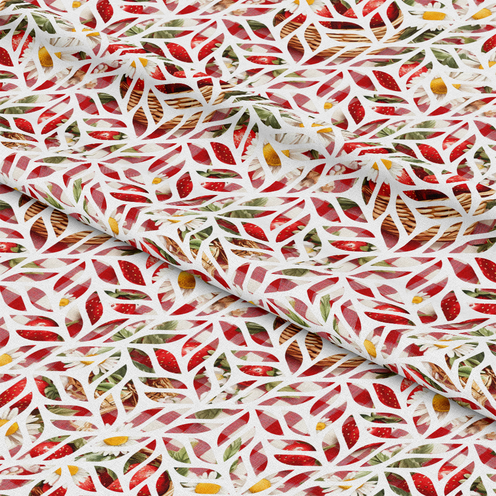 Strawberry Gingham Picnic Pattern 27 Quilting Cotton Fabric