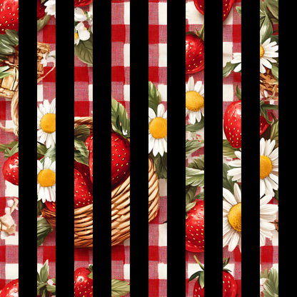 Strawberry Gingham Picnic Pattern 24 Quilting Cotton Fabric