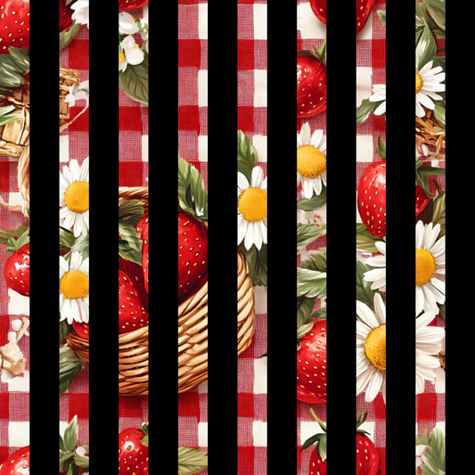 Strawberry Gingham Picnic Pattern 24 Quilting Cotton Fabric